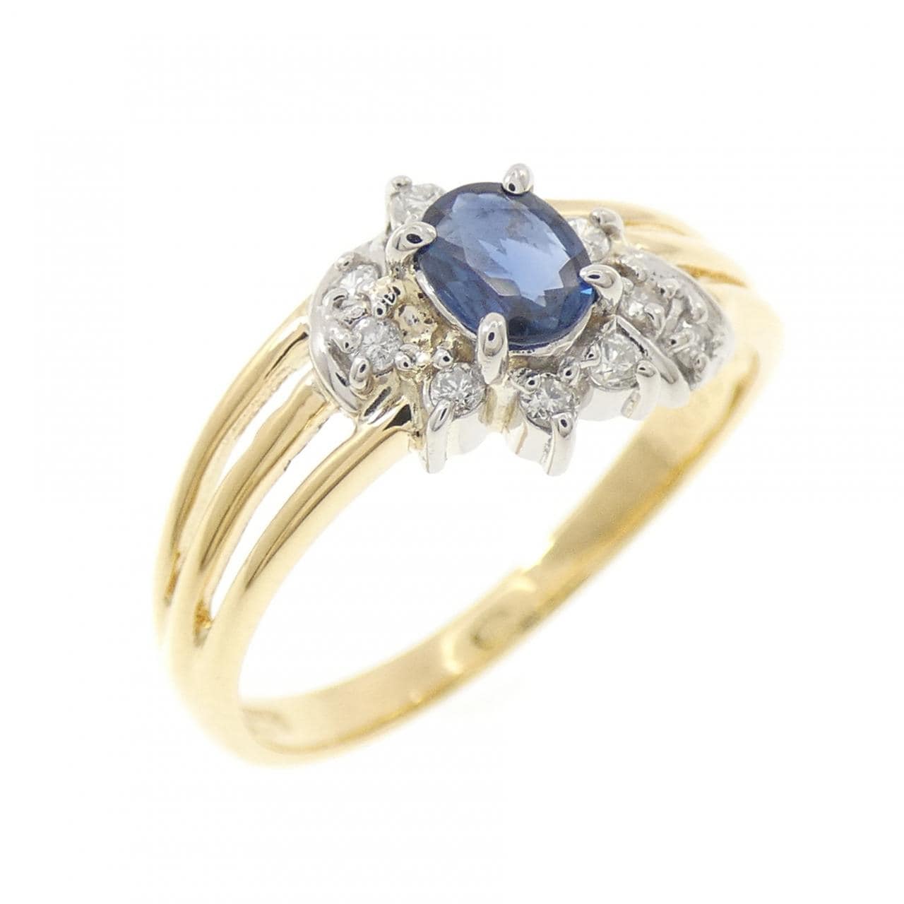 K18YG/PT850 サファイヤ リング 0.24CT