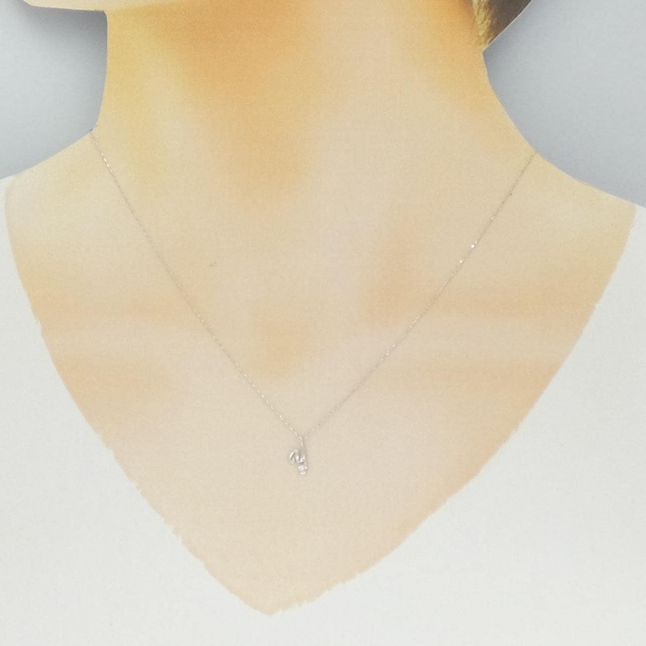 K10WG イニシャルY ダイヤモンド ネックレス 0.01CT