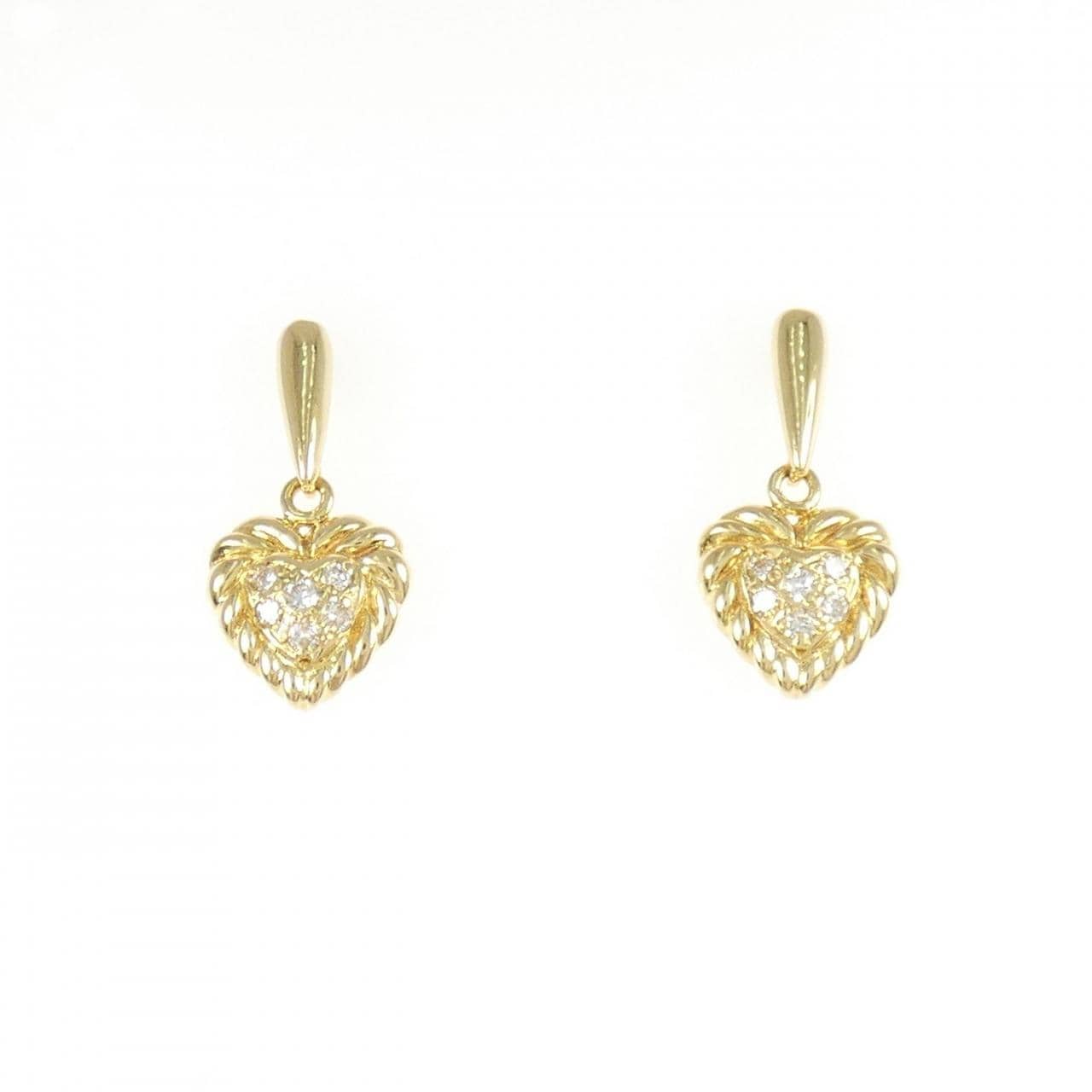 K18YG ハート ダイヤモンド ピアス 0.12CT