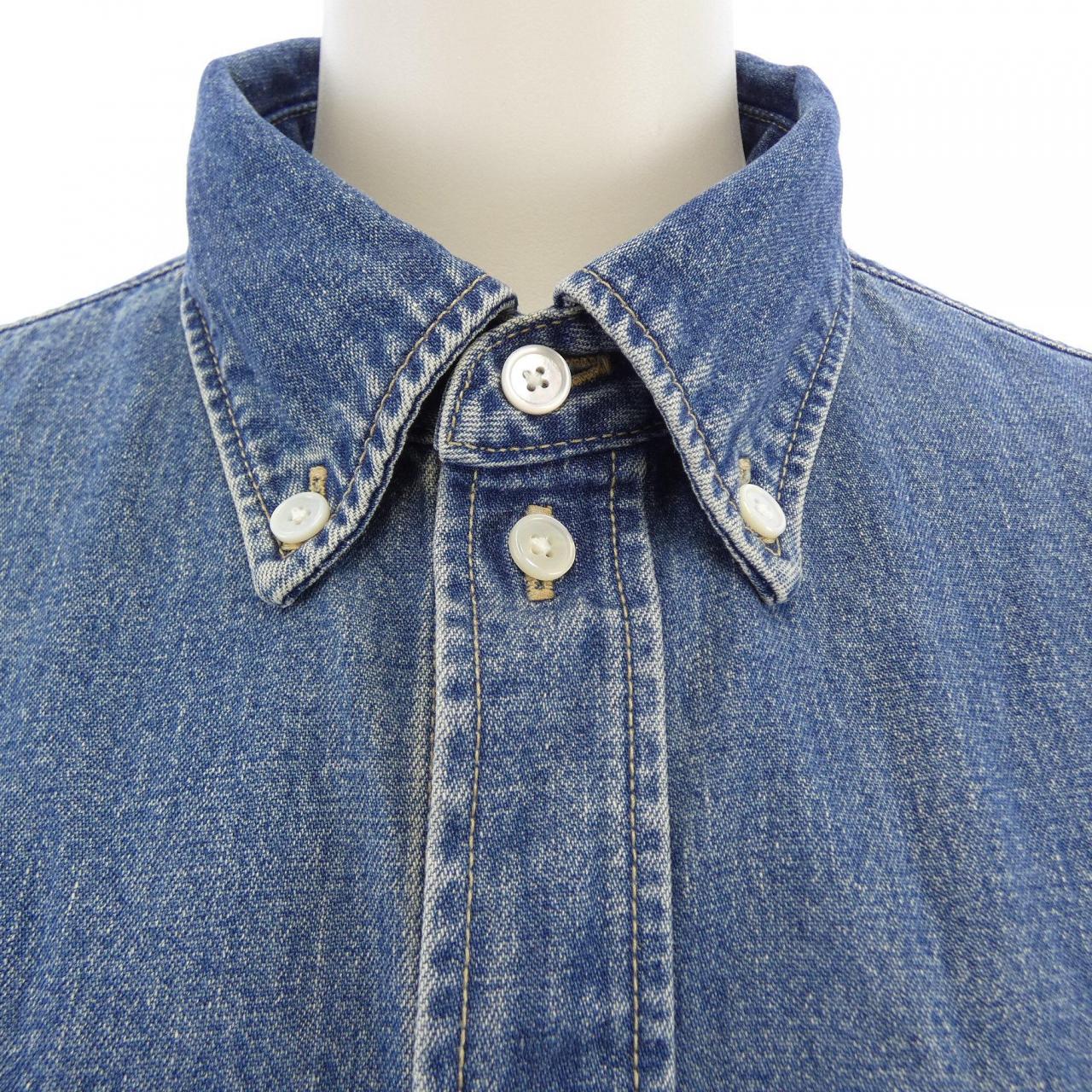 セリーヌ CELINE ユニオンオーシャンウォッシュデニム クロップドシャツ トリオンフ 2T187459N シャツ