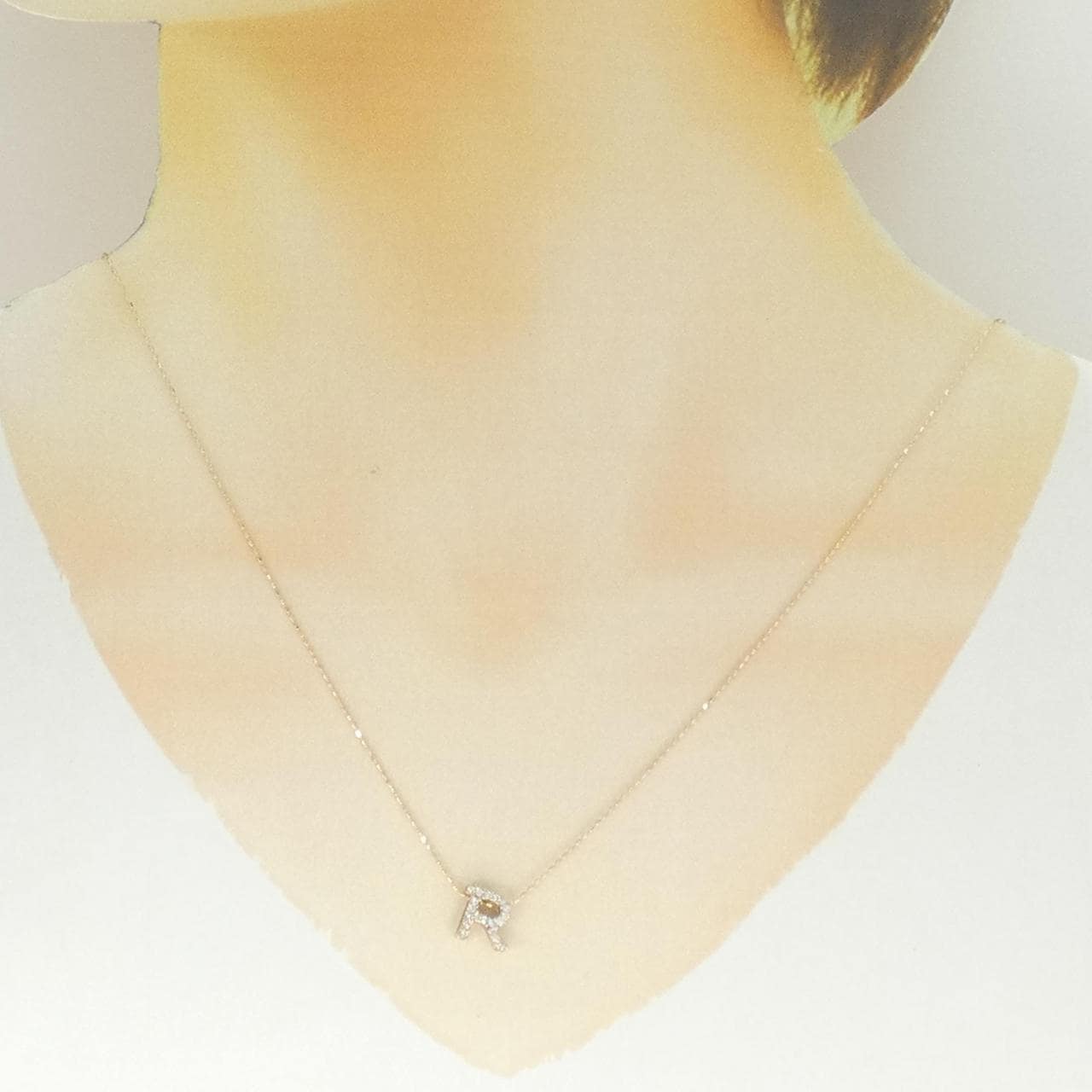 K18PG イニシャルR ダイヤモンド ネックレス 0.12CT