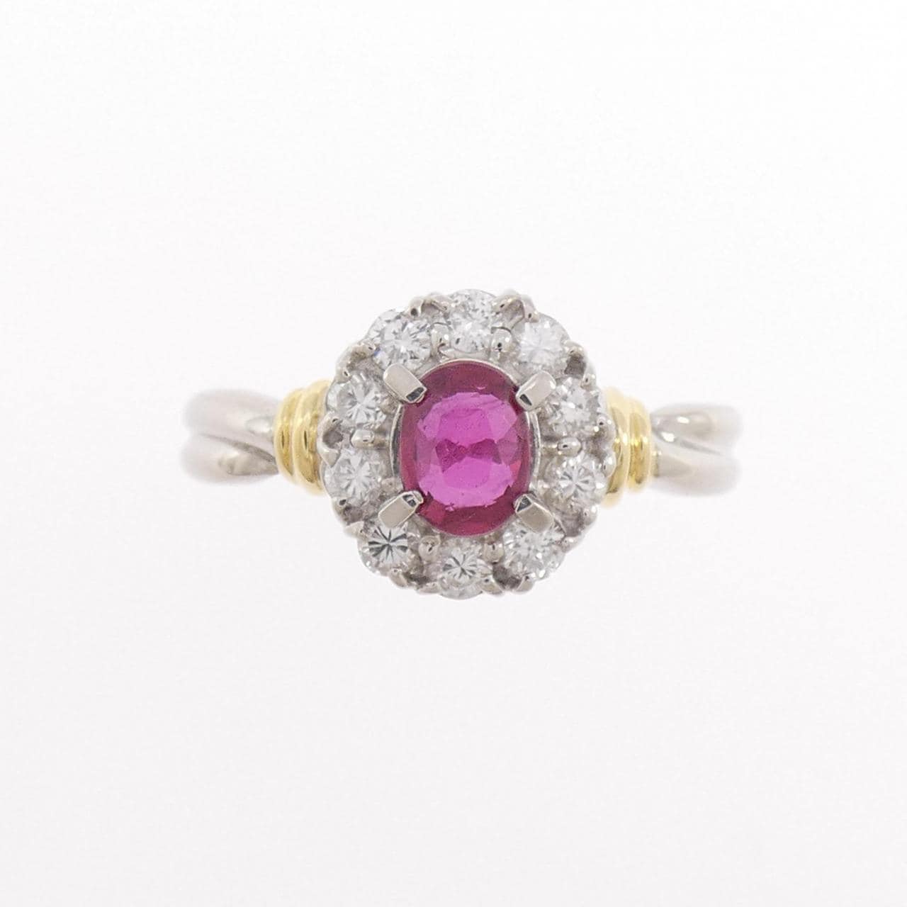 PT900/K18YG ルビー リング 0.52CT