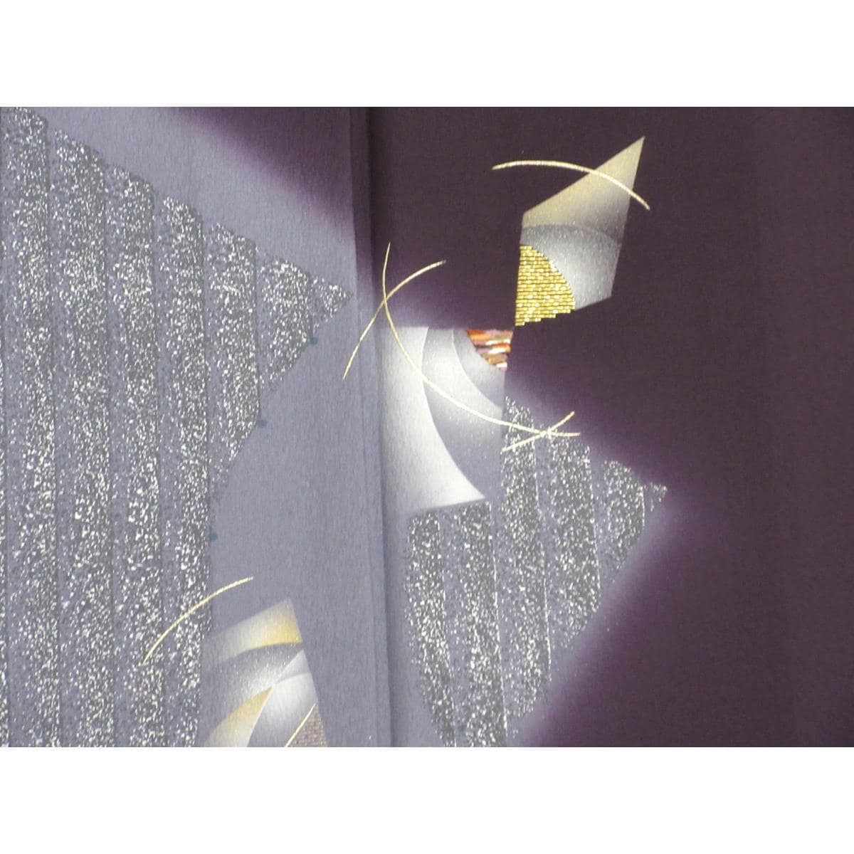 単衣　訪問着　友禅金彩加工　刺繍入りボカシ染　身幅Ｌ寸