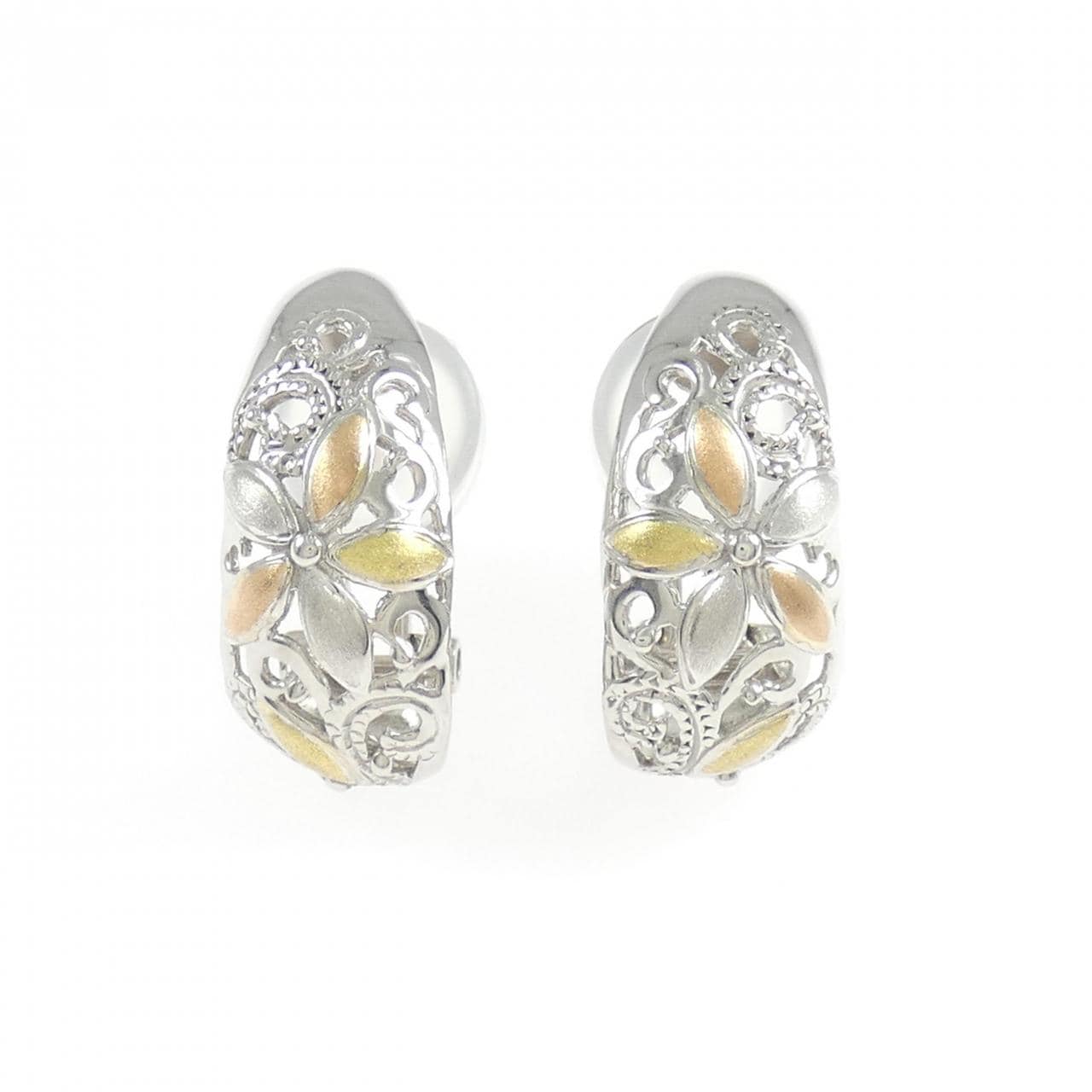 K18スリーカラー フラワー ピアス