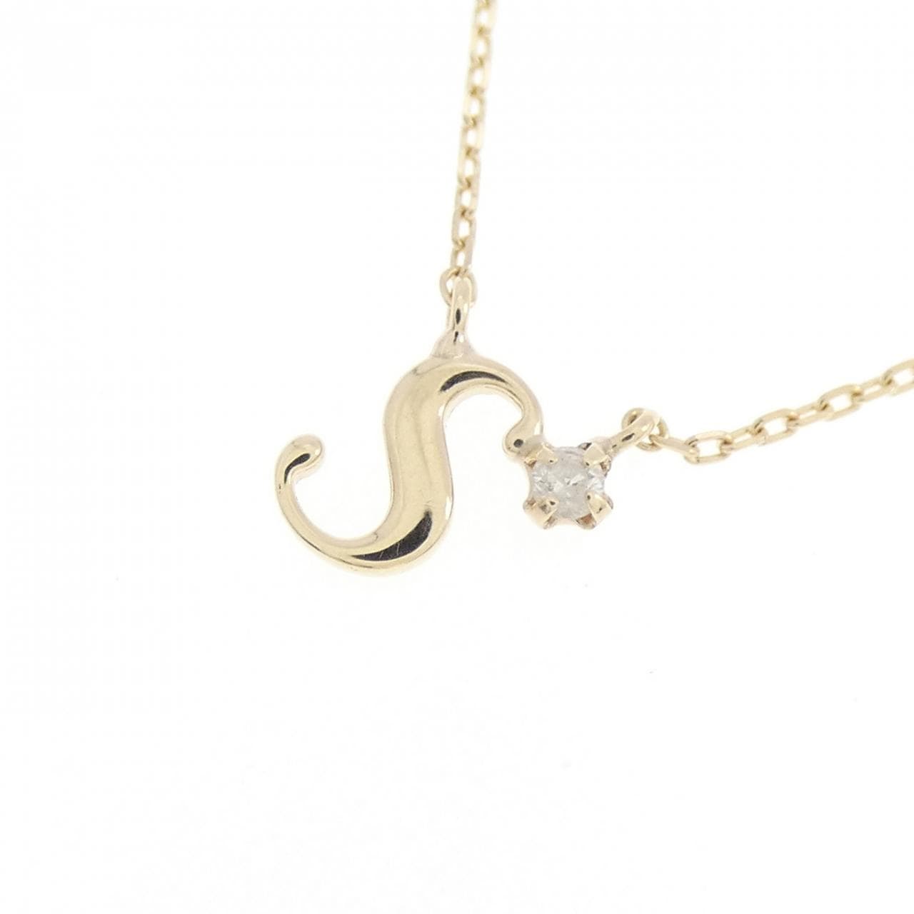 K10YG イニシャルS ダイヤモンド ネックレス 0.01CT
