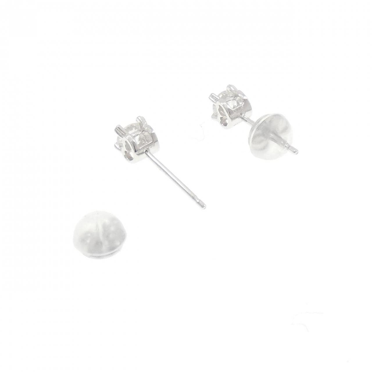 K18WG ソリティア ダイヤモンド ピアス 0.30CT