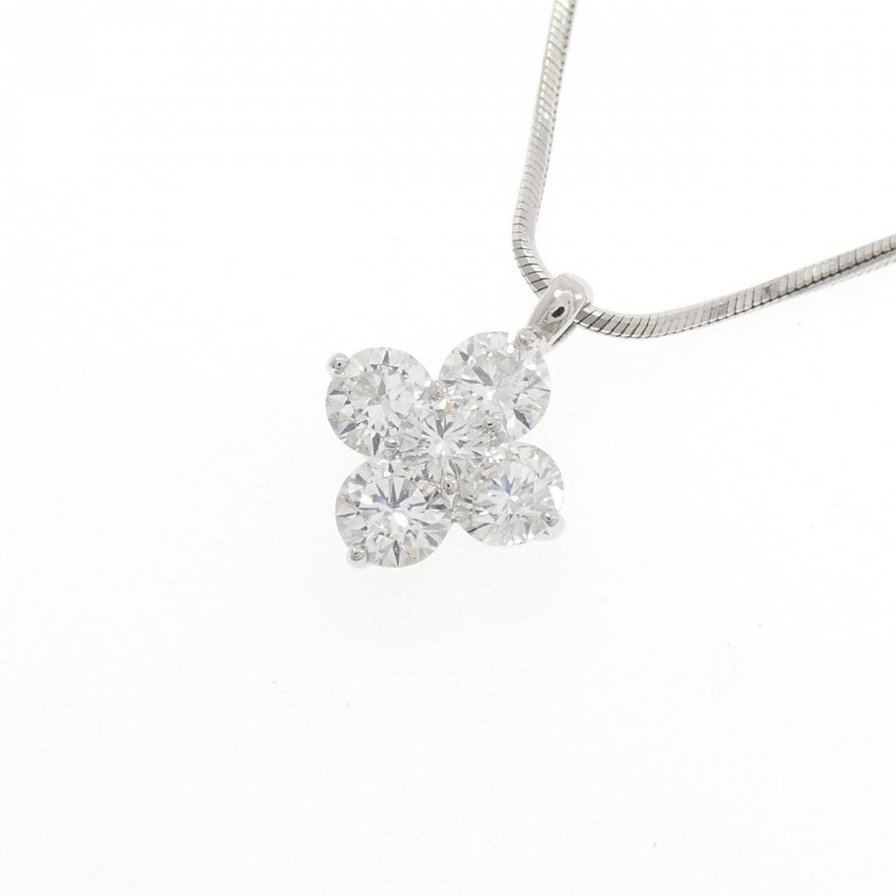 PT900/PT850 フラワー ダイヤモンド ネックレス 1.00CT