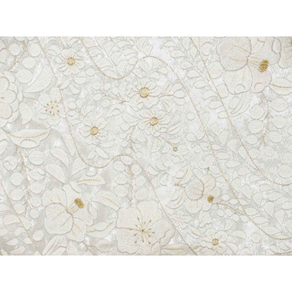 袋帯　引箔　刺繍加工