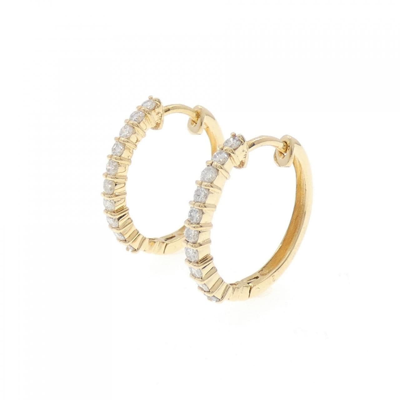 K18YG Hoop Diamond Earrings 0.40CT