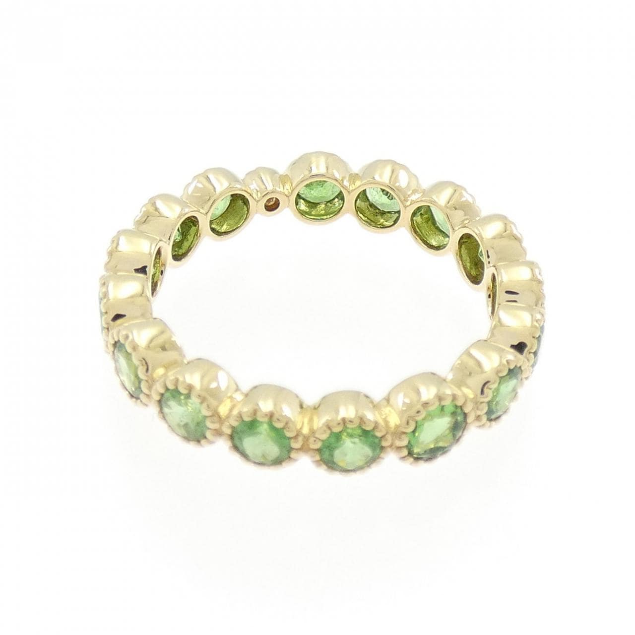 K18YG フルエタニティ グリーンガーネット リング 1.80CT