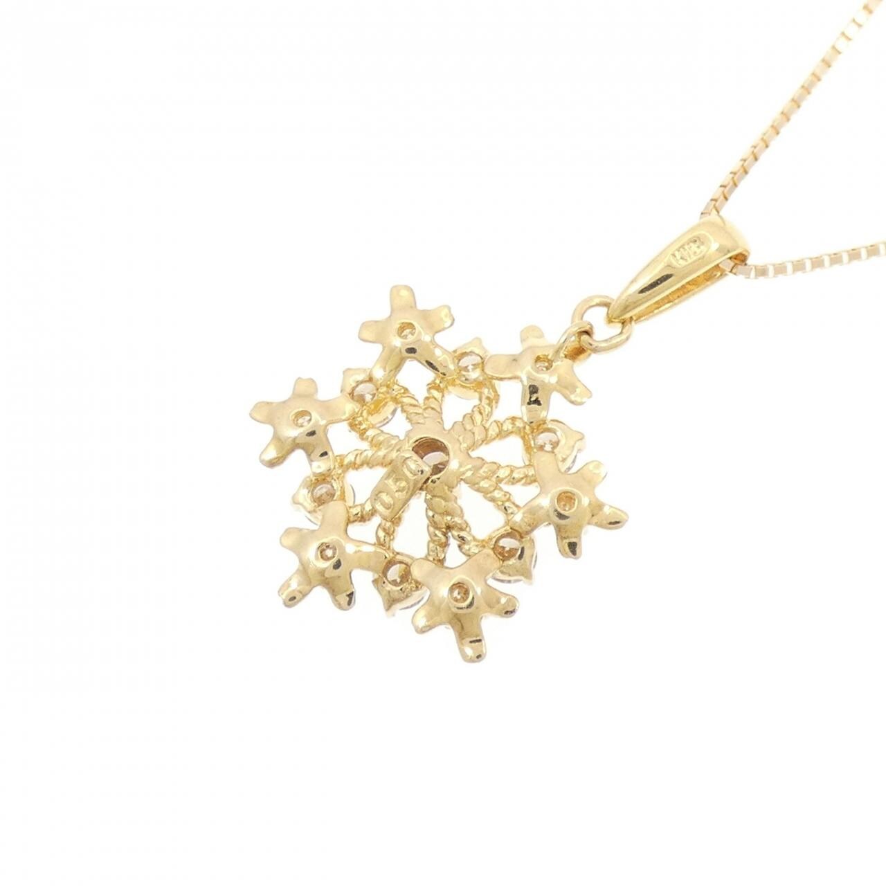 K18YG スノーフレーク ダイヤモンド ネックレス 0.50CT