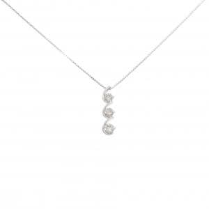 K18WG スリーストーン ダイヤモンド ネックレス 0.48CT