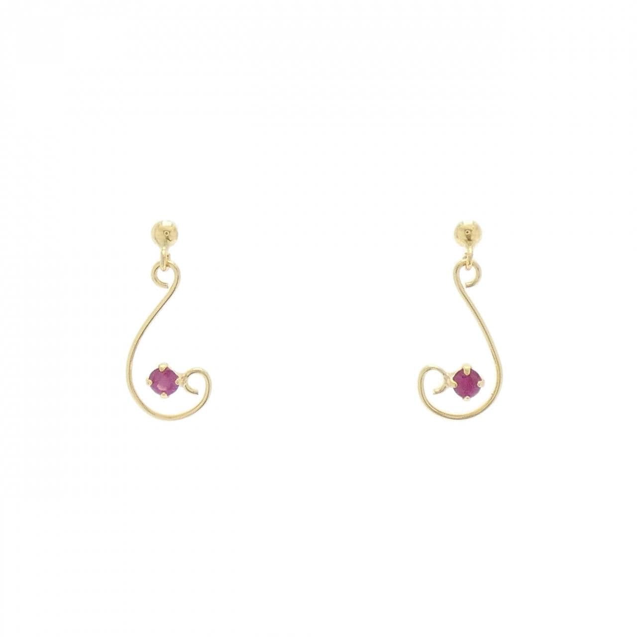 [BRAND NEW] K18YG Ruby Earrings