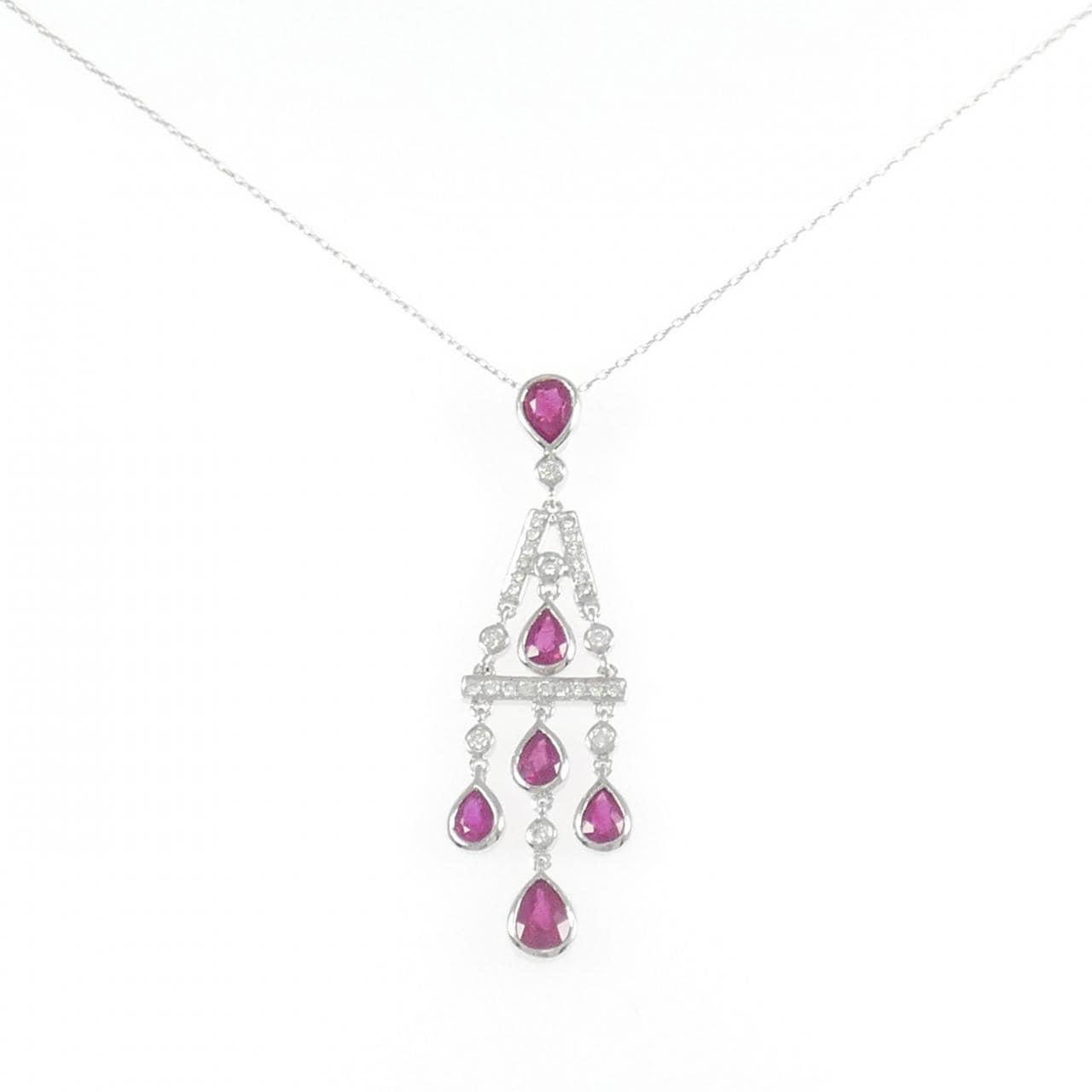750WG/K18WG ルビー ネックレス 1.39CT