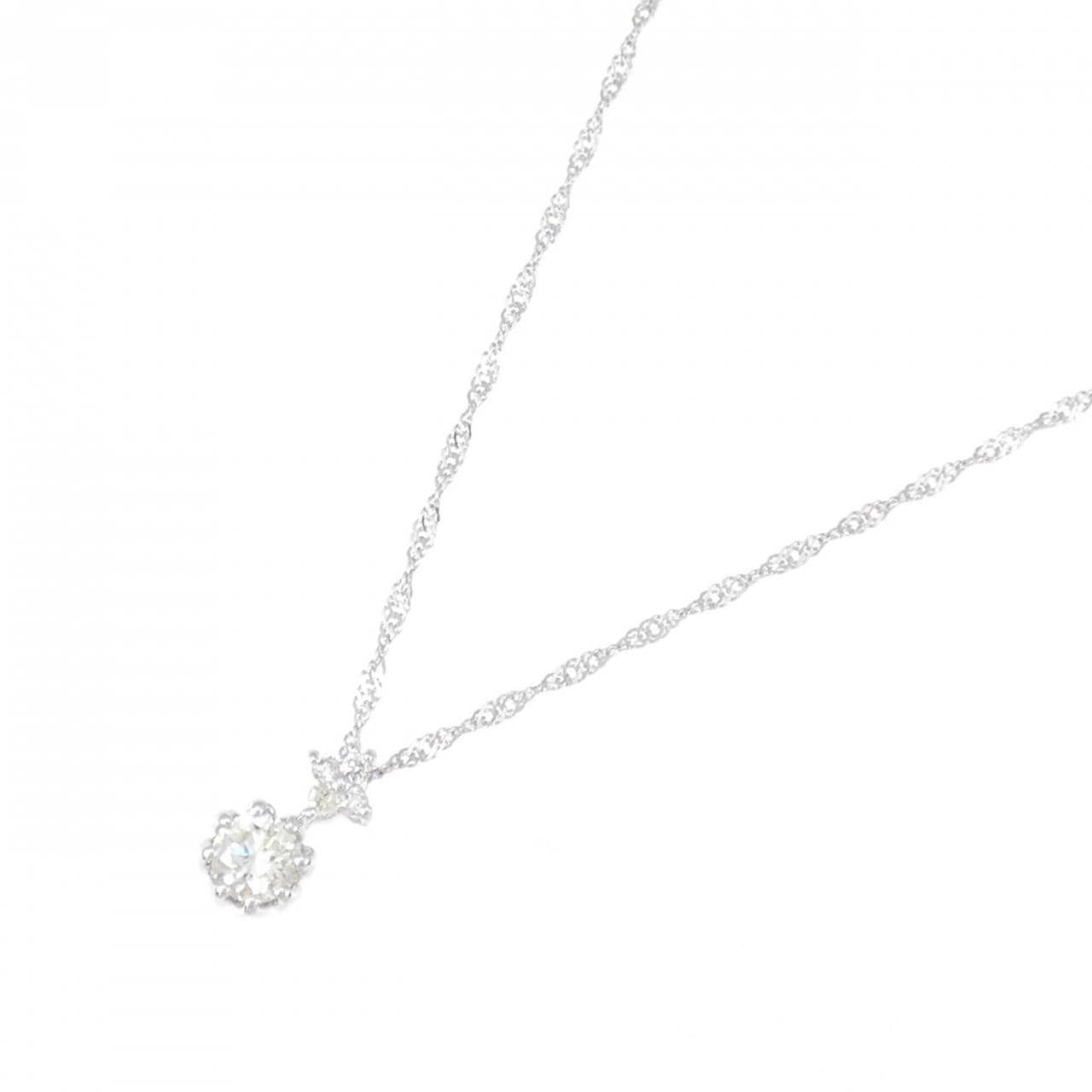 K18WG flower Diamond necklace 0.17CT