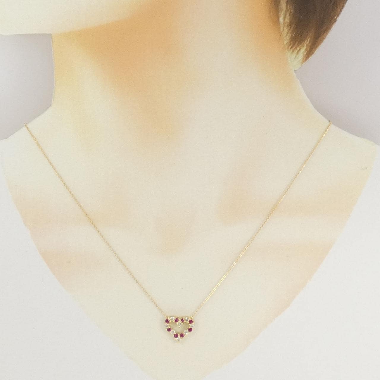 K18YG ハート ルビー ネックレス 0.25CT
