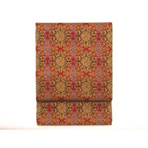 【未使用品】名古屋帯　開き名古屋　全通柄　軾天平唐花文錦【龍村美術織物】