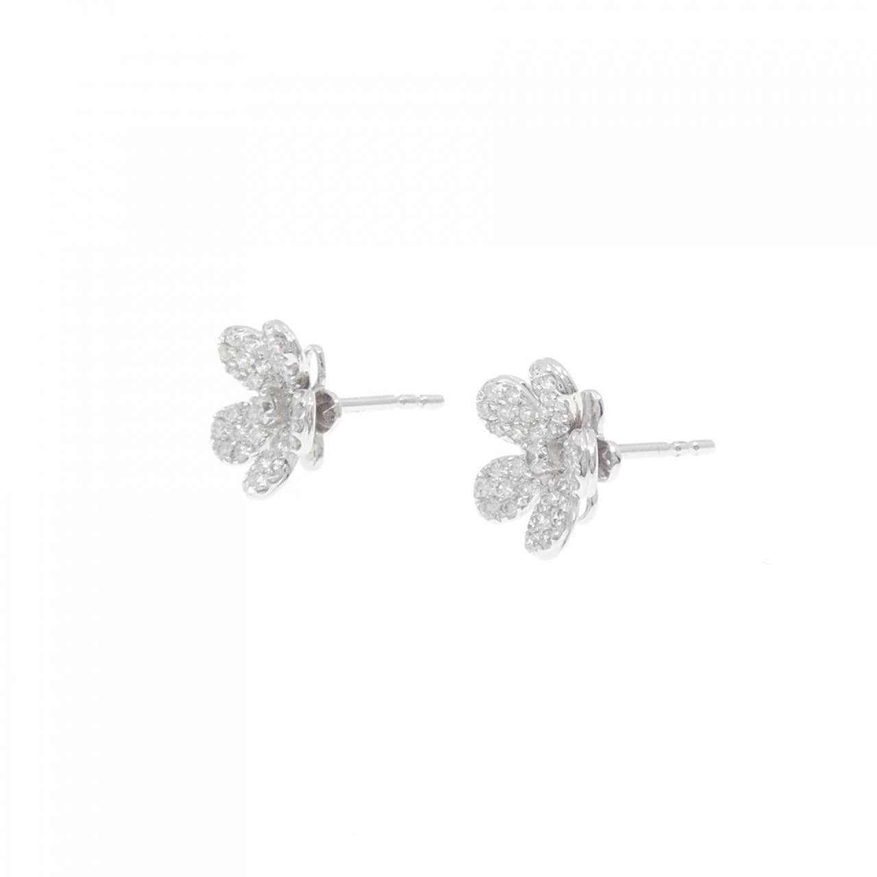 750WG/K18WG Flower Diamond Earrings 0.47CT