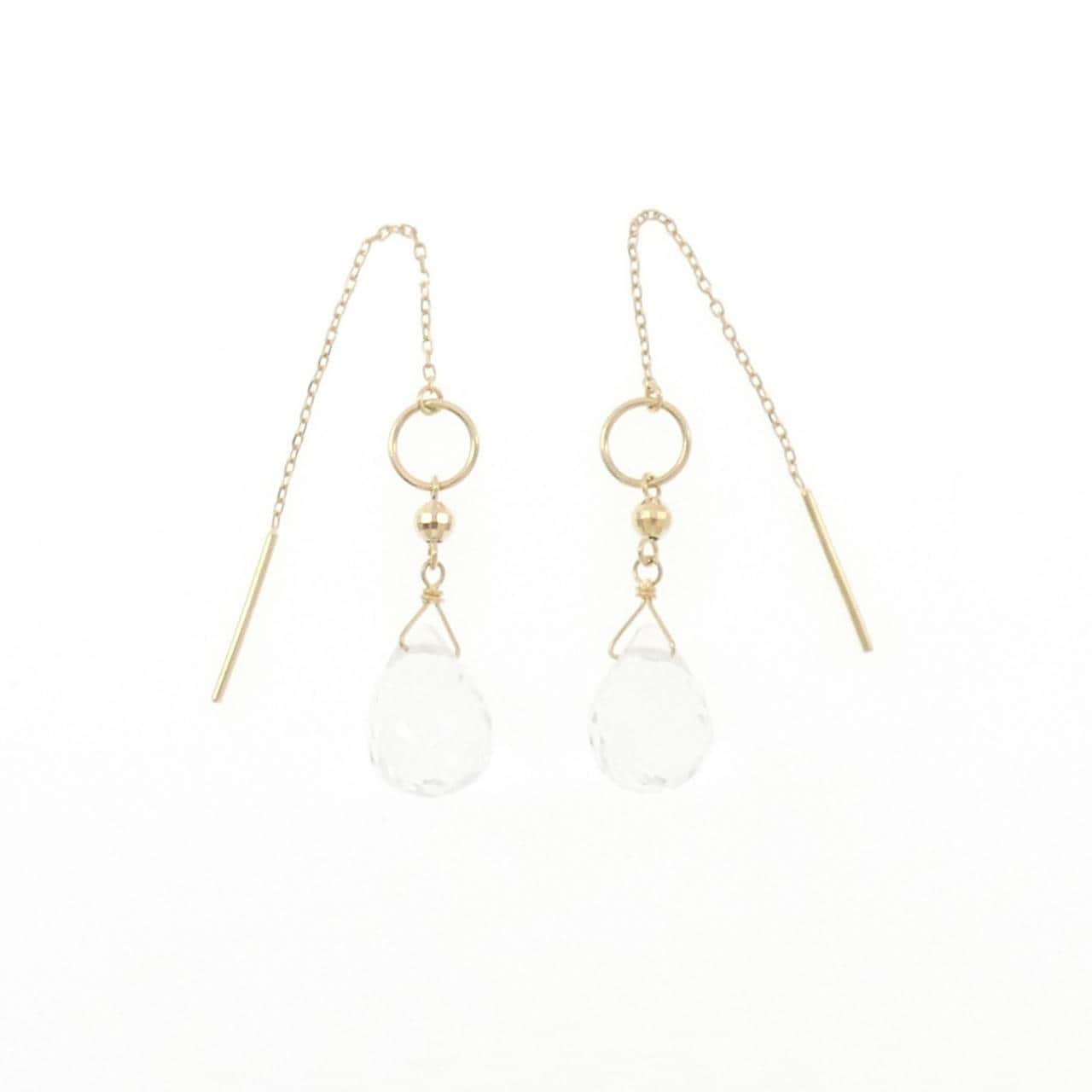 K18YG クオーツ ピアス 5.00CT