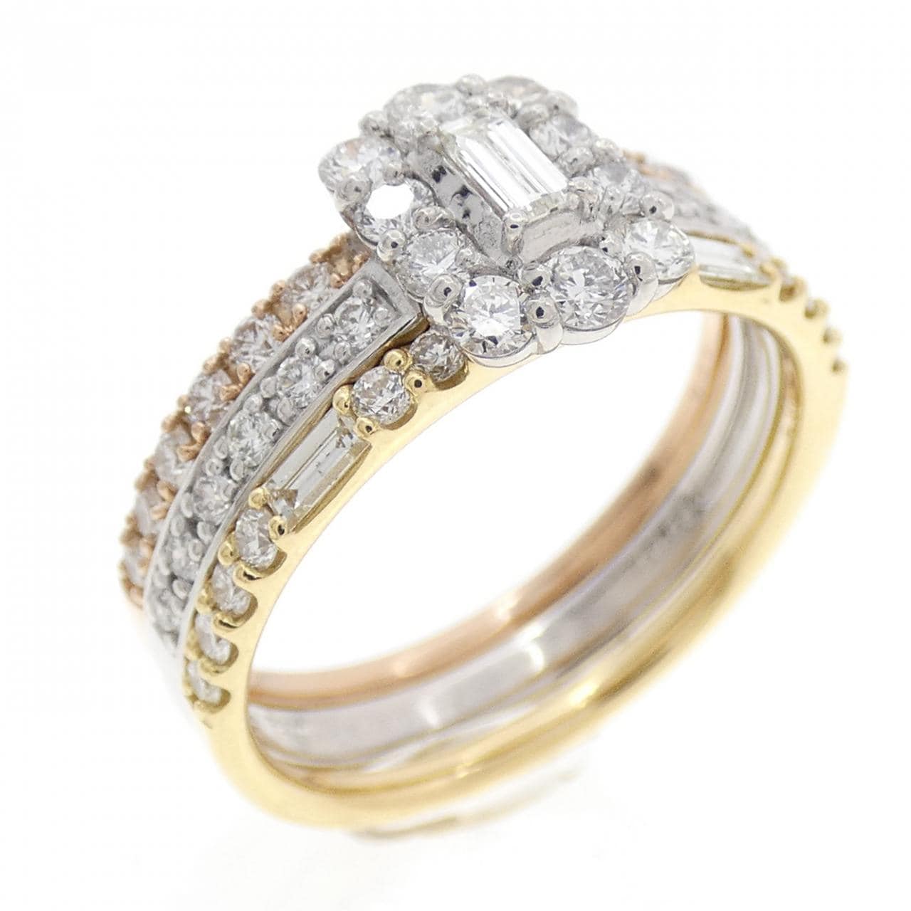 【新品】PT900/K18YG/K18PG ダイヤモンド リング 0.50CT