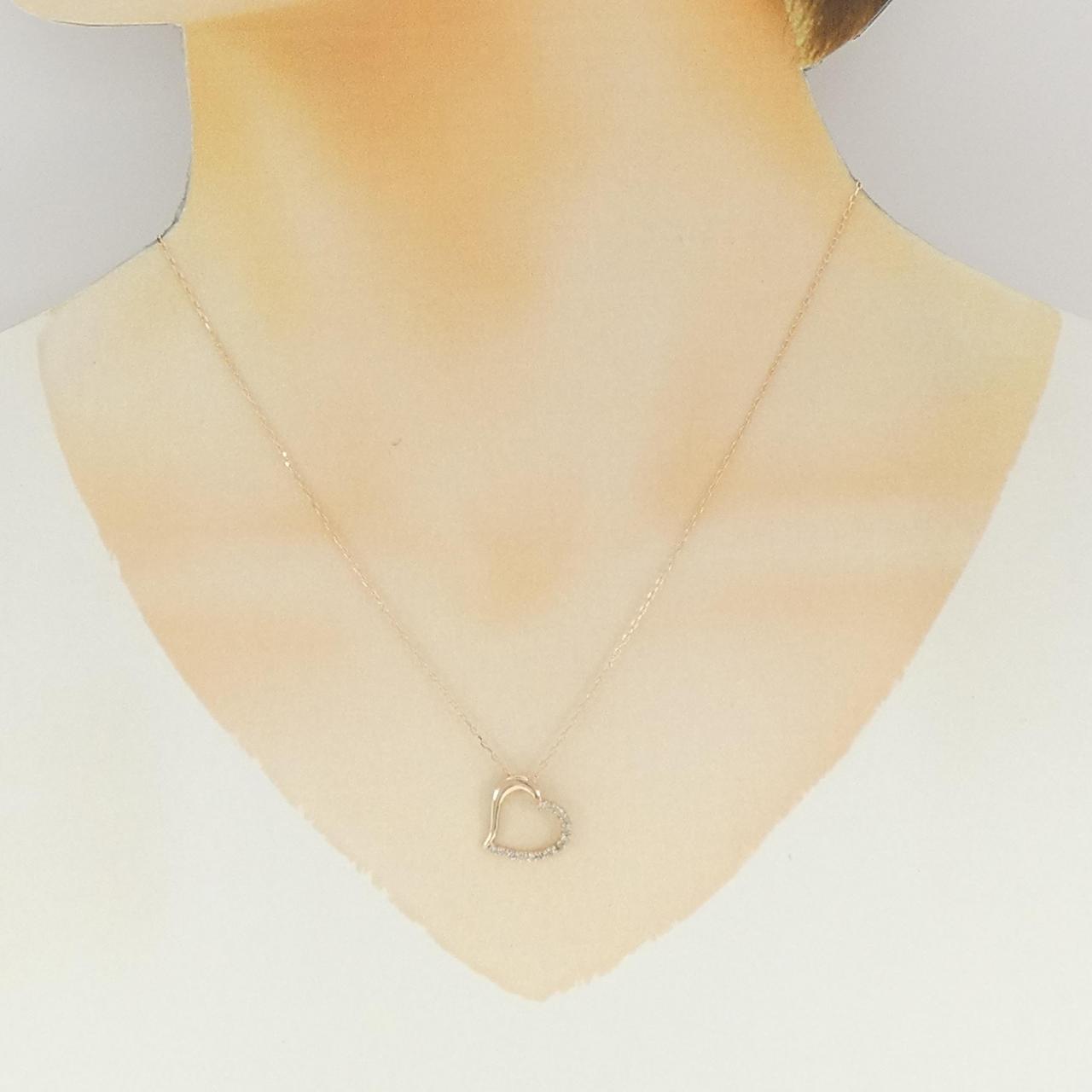 K18PG ハート ダイヤモンド ネックレス 0.20CT