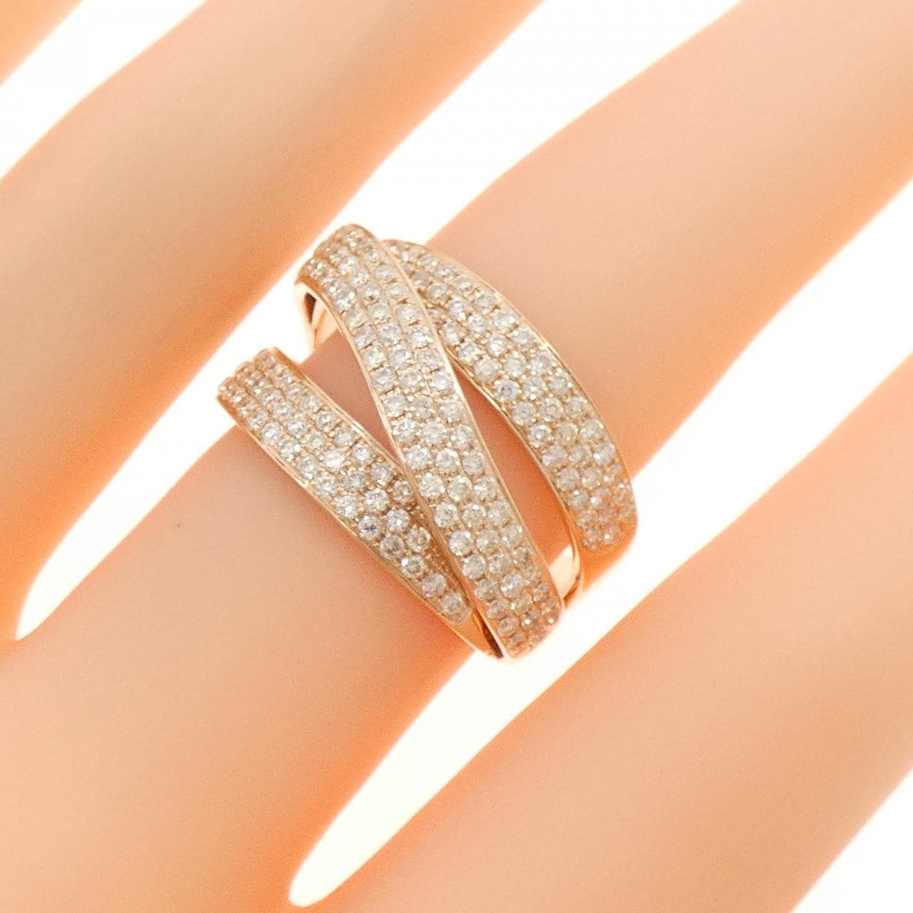 K18PG パヴェ ダイヤモンド リング 1.06CT