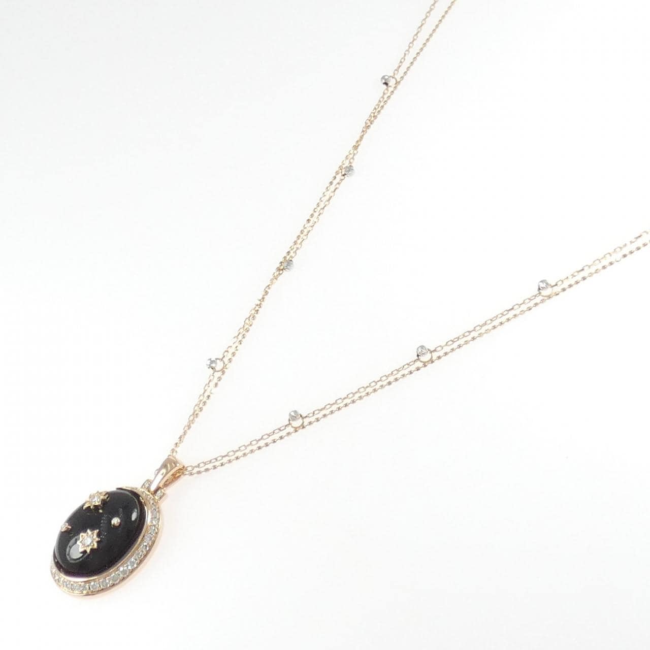 750PG/K18PG/K18WG オニキス ネックレス 6.67CT