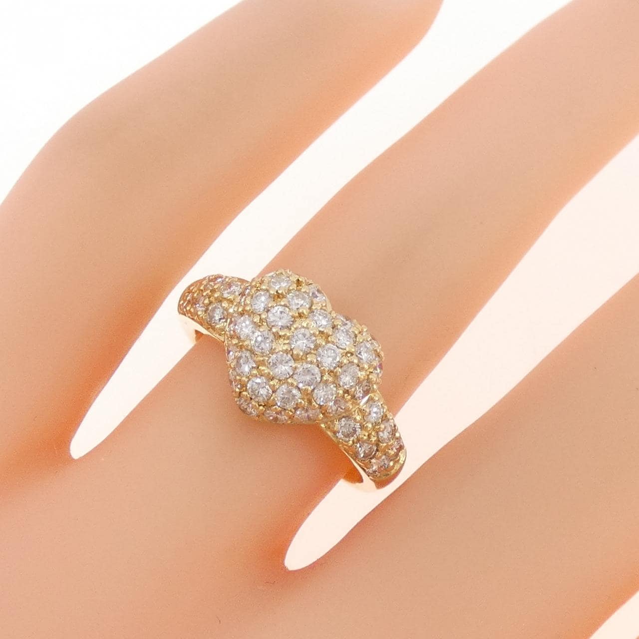 K18YG ハート パヴェ ダイヤモンド リング 0.90CT