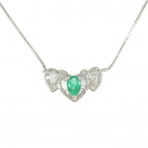 PT900/PT850 ハート エメラルド ネックレス 0.51CT