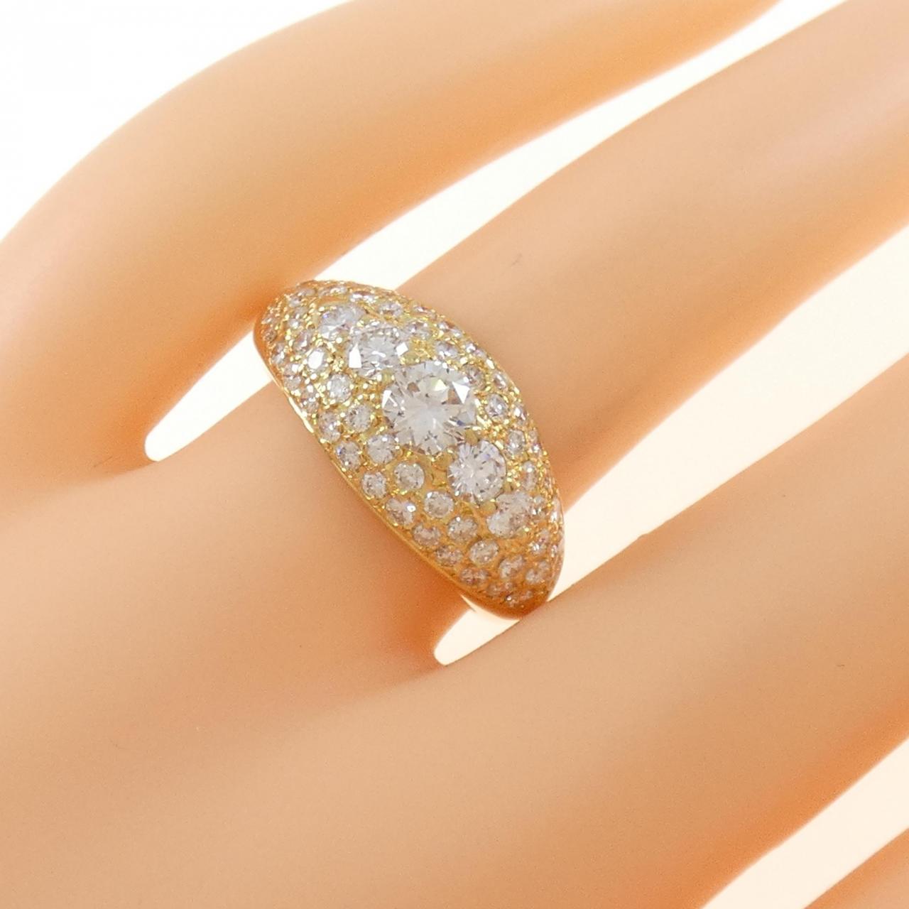 K18YG パヴェ ダイヤモンド リング 0.35CT