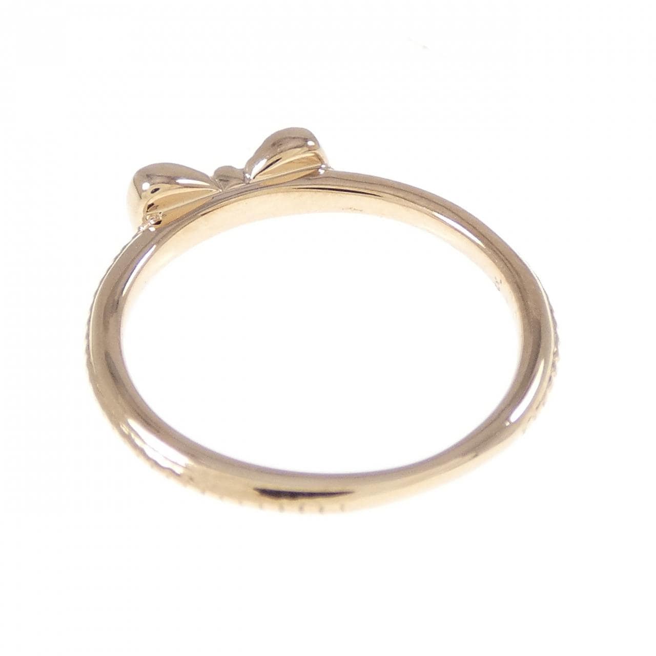 K18PG リボン ダイヤモンド ピンキーリング 0.03CT