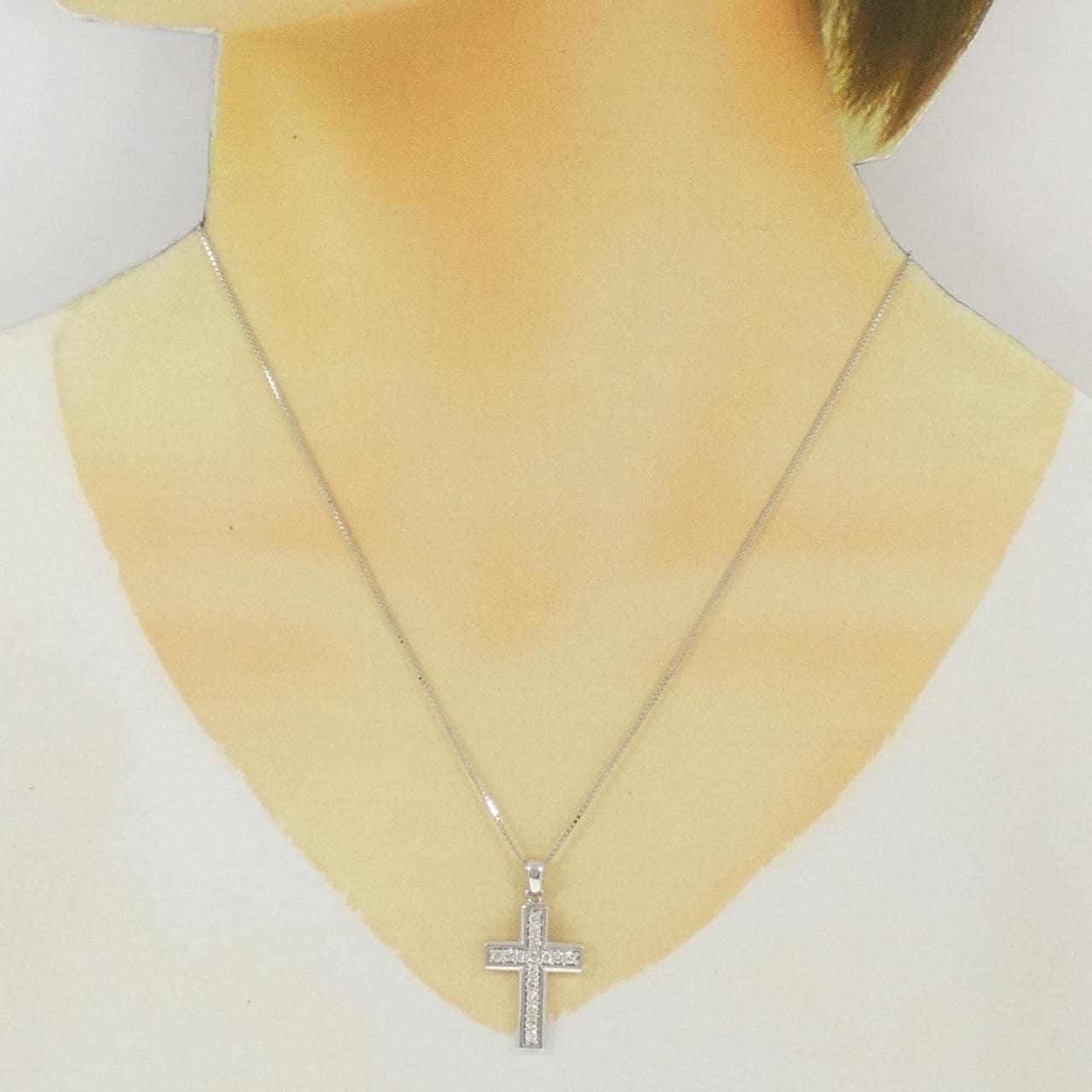 K18WG クロス ダイヤモンド ネックレス 0.50CT