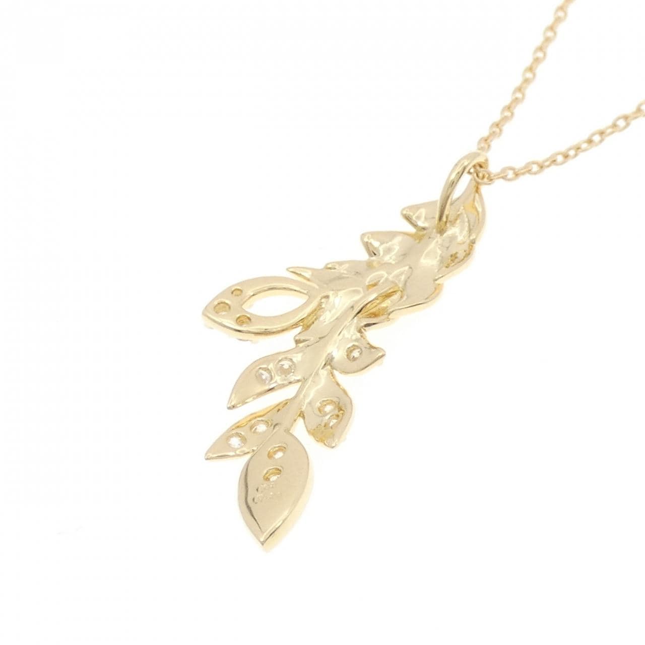 K18YG リーフ ダイヤモンド ネックレス 0.23CT