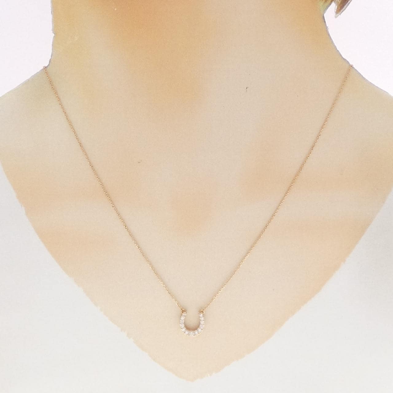 K18PG ホースシュー ダイヤモンド ネックレス 0.21CT