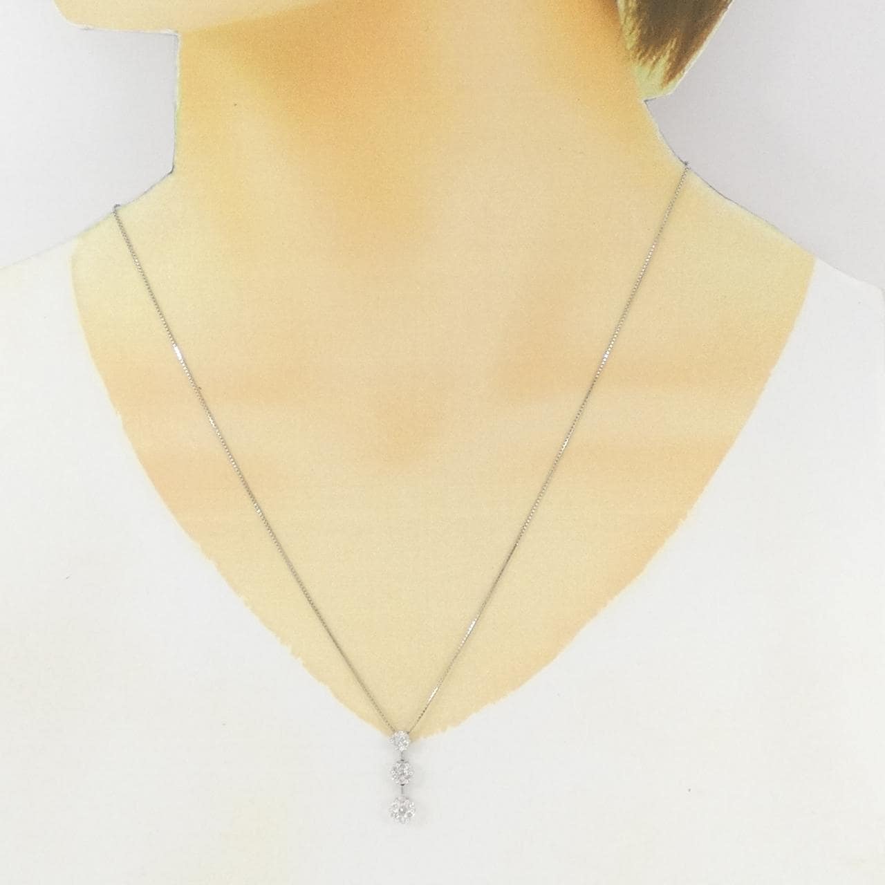PT900/PT850 フラワー ダイヤモンド ネックレス 0.50CT