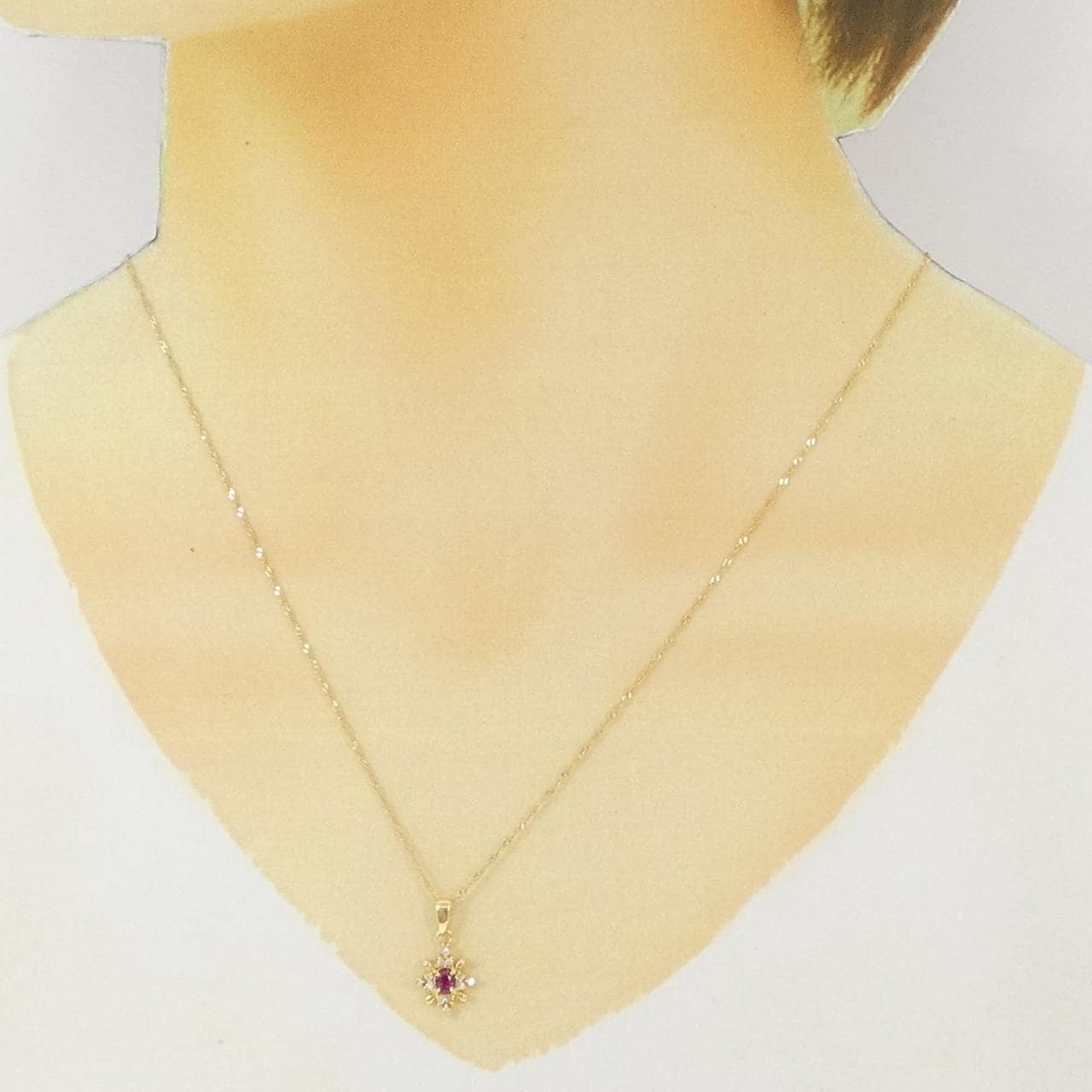 K18YG/750YG Ruby Necklace 0.2CT