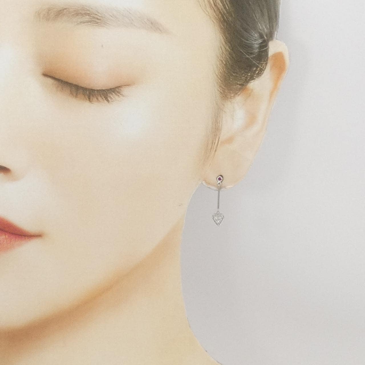 PT950/PT900 ハート ルビー ピアス