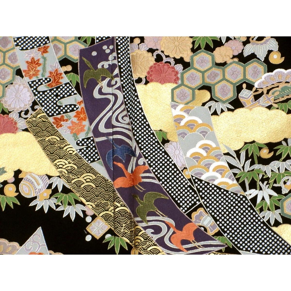 【未使用品】留袖　友禅金彩加工　刺繍入り　桔梗