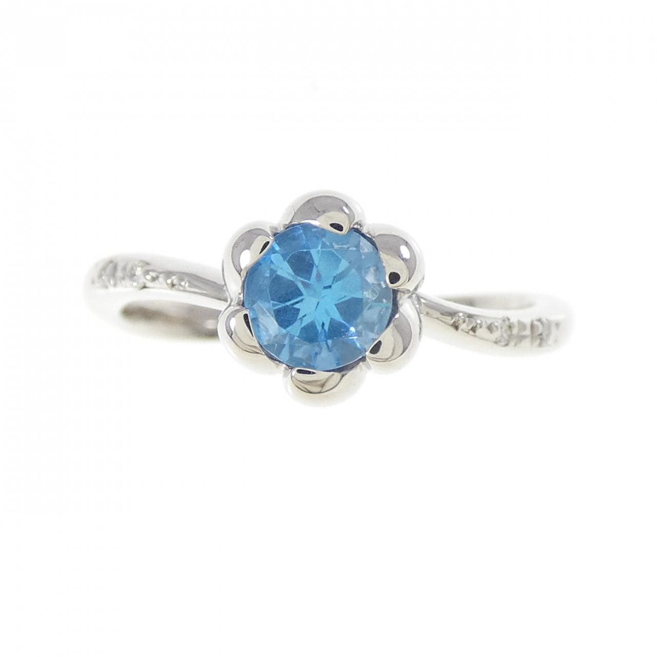 PT900 フラワー ブルートパーズ リング