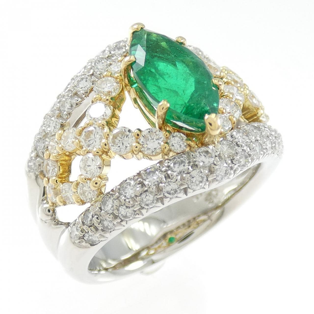 PT900/K18YG エメラルド リング 1.48CT