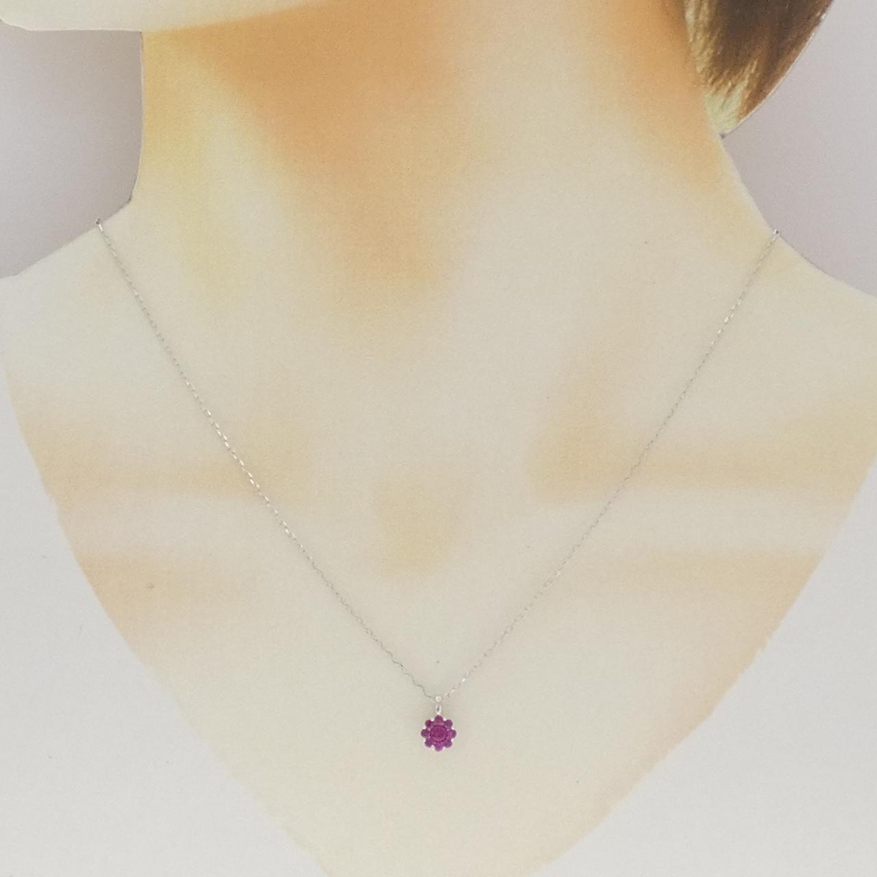 K18WG  ルビー ネックレス 0.25CT