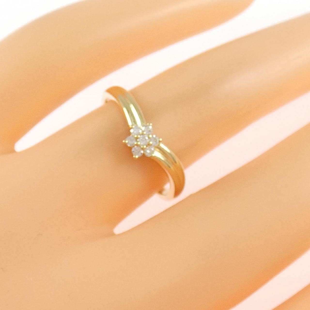 K18YG フラワー ダイヤモンド リング 0.11CT