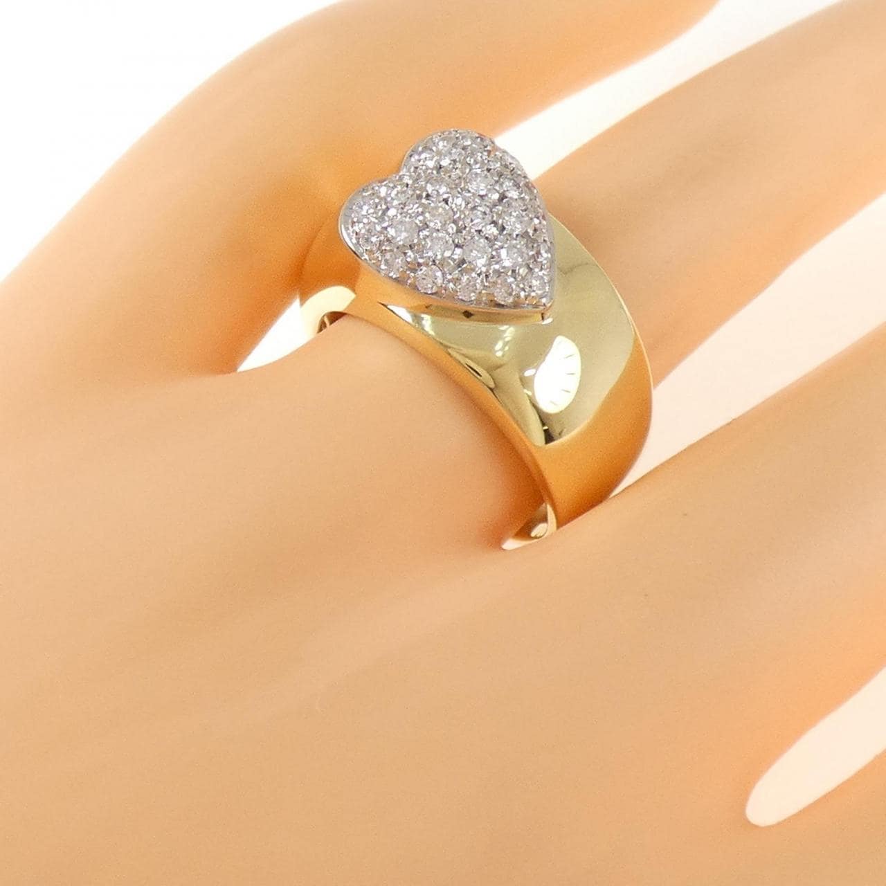 750YG/750WG パヴェ ハート ダイヤモンド リング 0.41CT