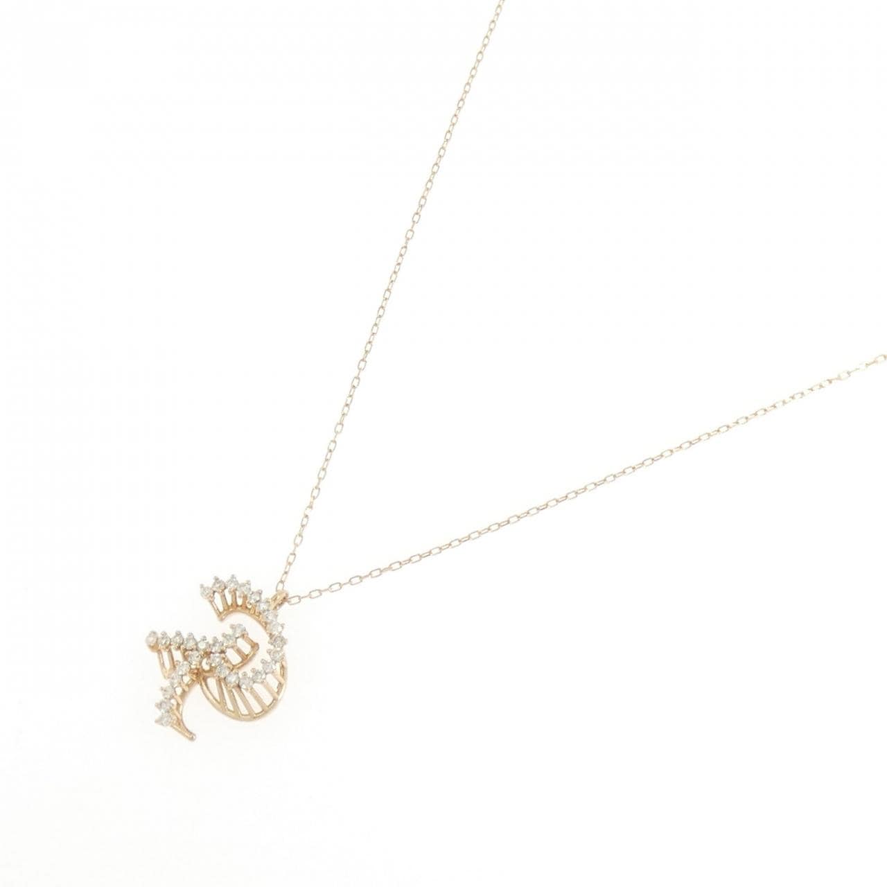 K18PG イニシャルR ダイヤモンド ネックレス 0.24CT