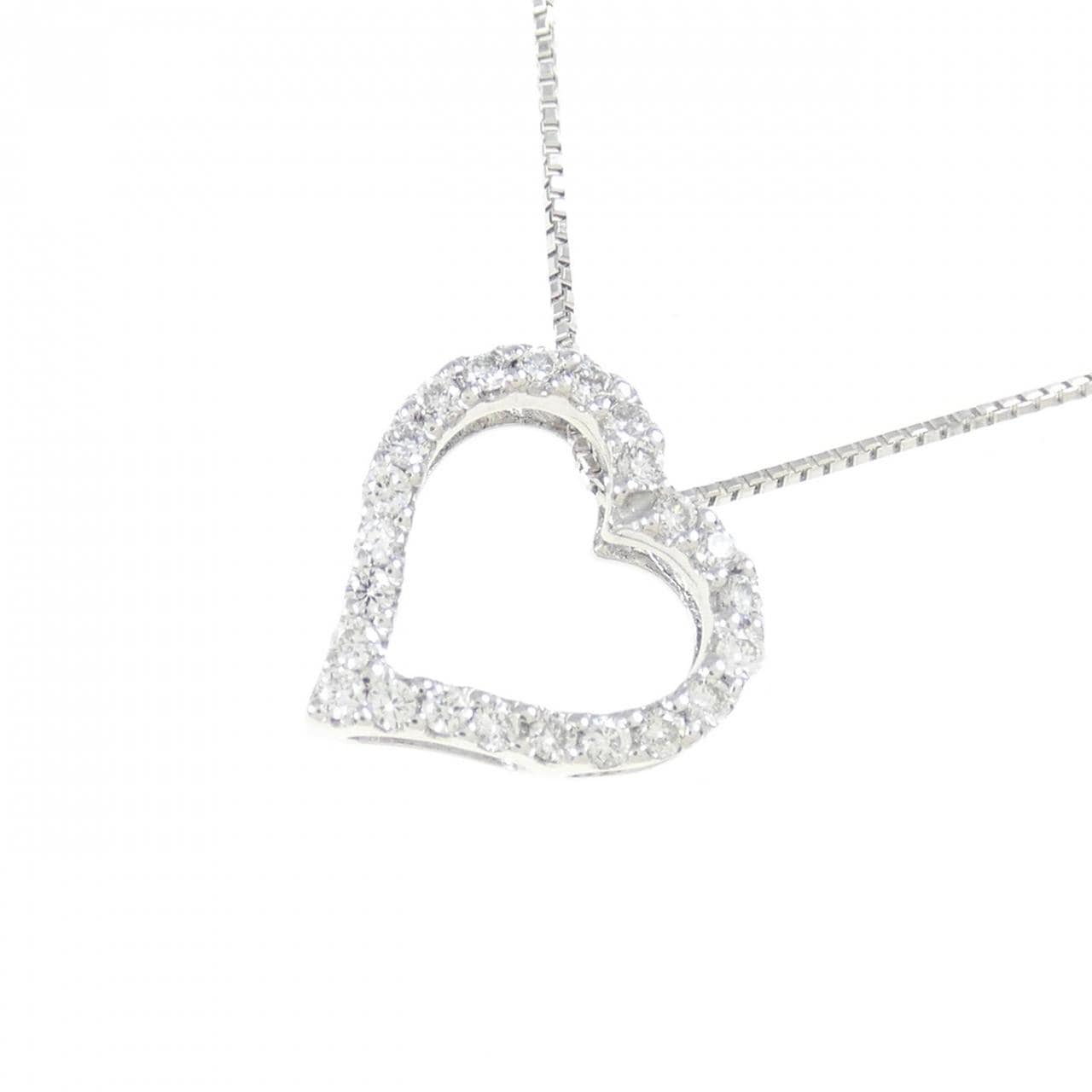 K18WG heart Diamond necklace 0.15CT