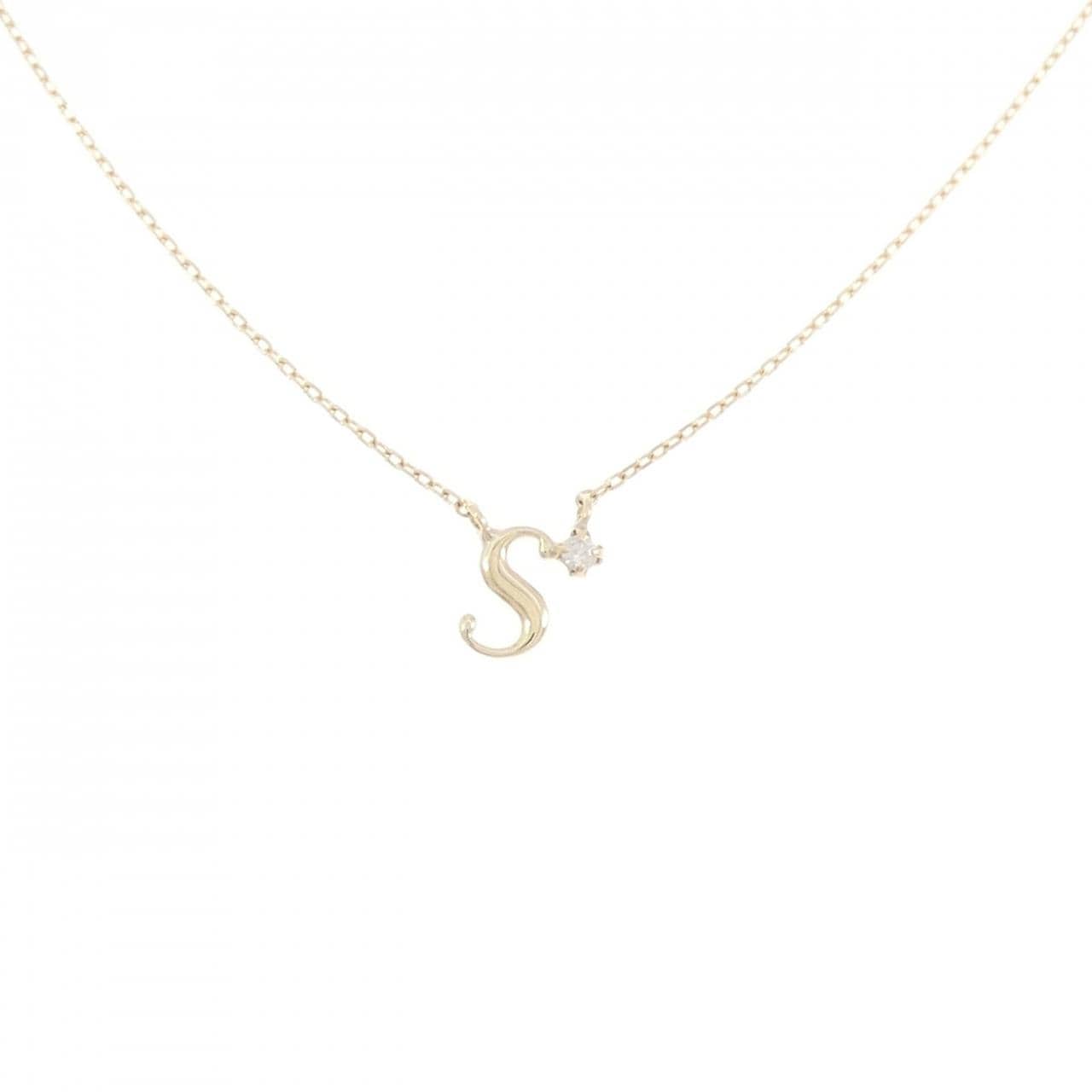 K10YG イニシャルS ダイヤモンド ネックレス 0.01CT