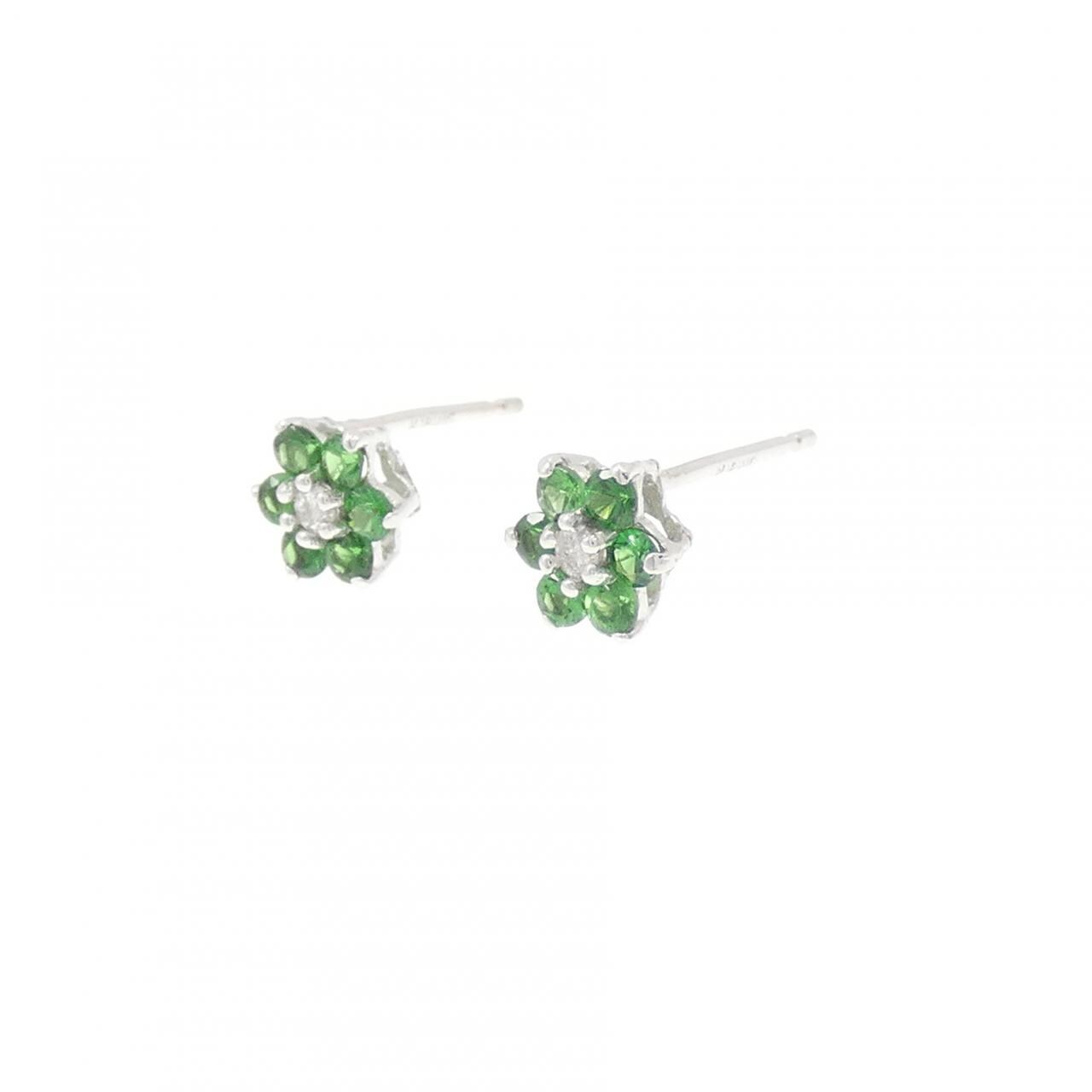 K18WG グリーンガーネット ピアス 0.34CT