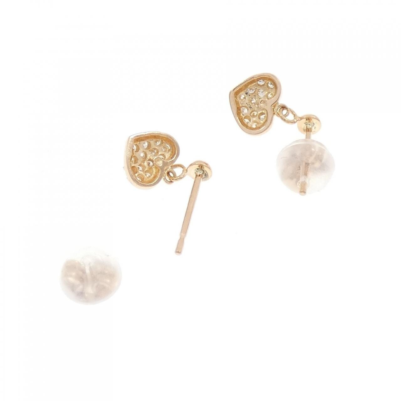 K18PG ハート ダイヤモンド ピアス 0.12CT