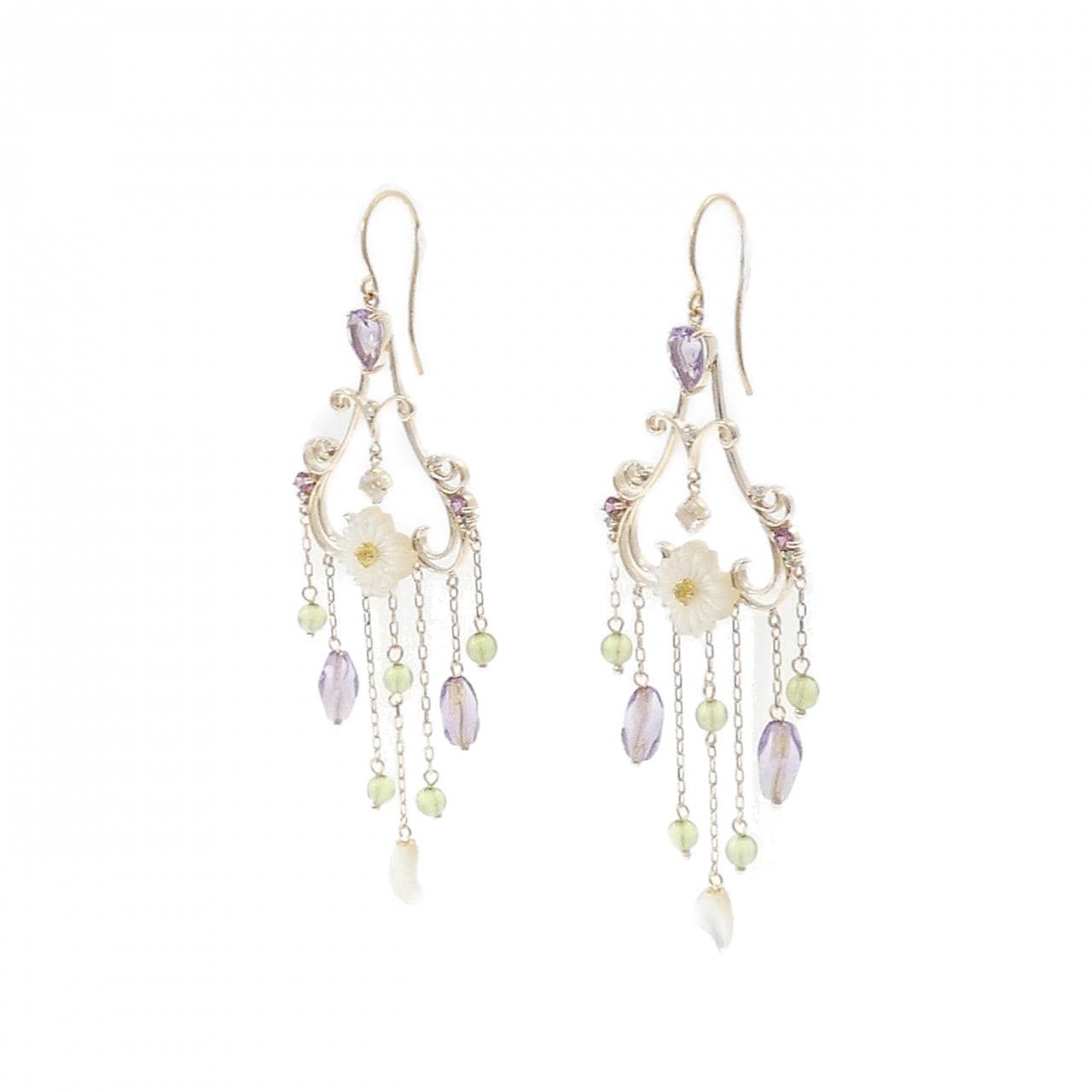 テイクアップ フラワー カラーストーン ピアス