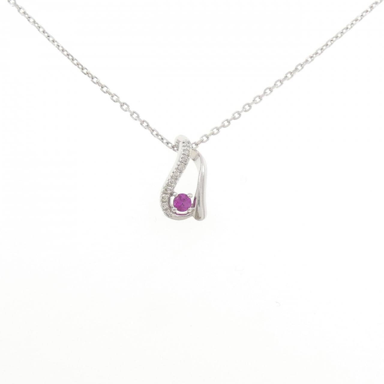 K10WG ルビー ネックレス 0.09CT